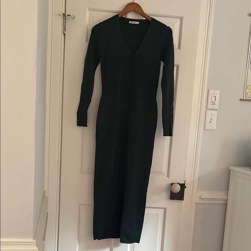 Marine Layer V Neck Long Sleeve Hunter Green Dress Size Small